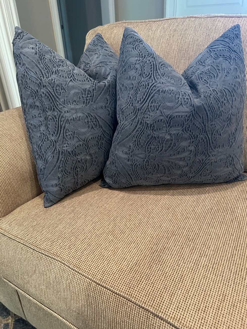 Decorative Embossed Throw Pillows - Dusty Blue